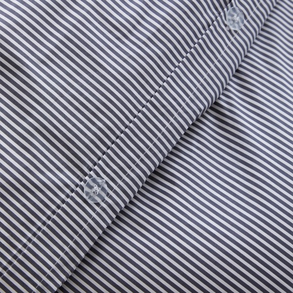 Quince Cotton Percale Full/Queen Duvet Cover Set with Shams, Oxford Stripe - Picture 3 of 15